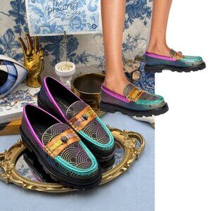 🆕 KURT GEIGER LONDON 🧿 NWOB Patterned Southbank Loafers Sz EU 37 US 7